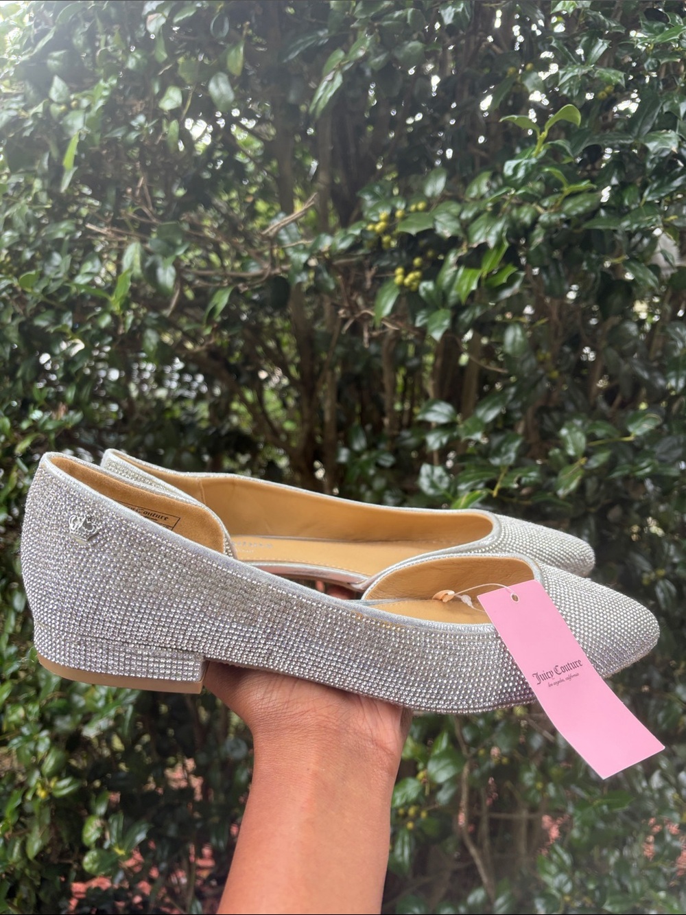 Juicy Couture Silver Crystal Embellished Flats